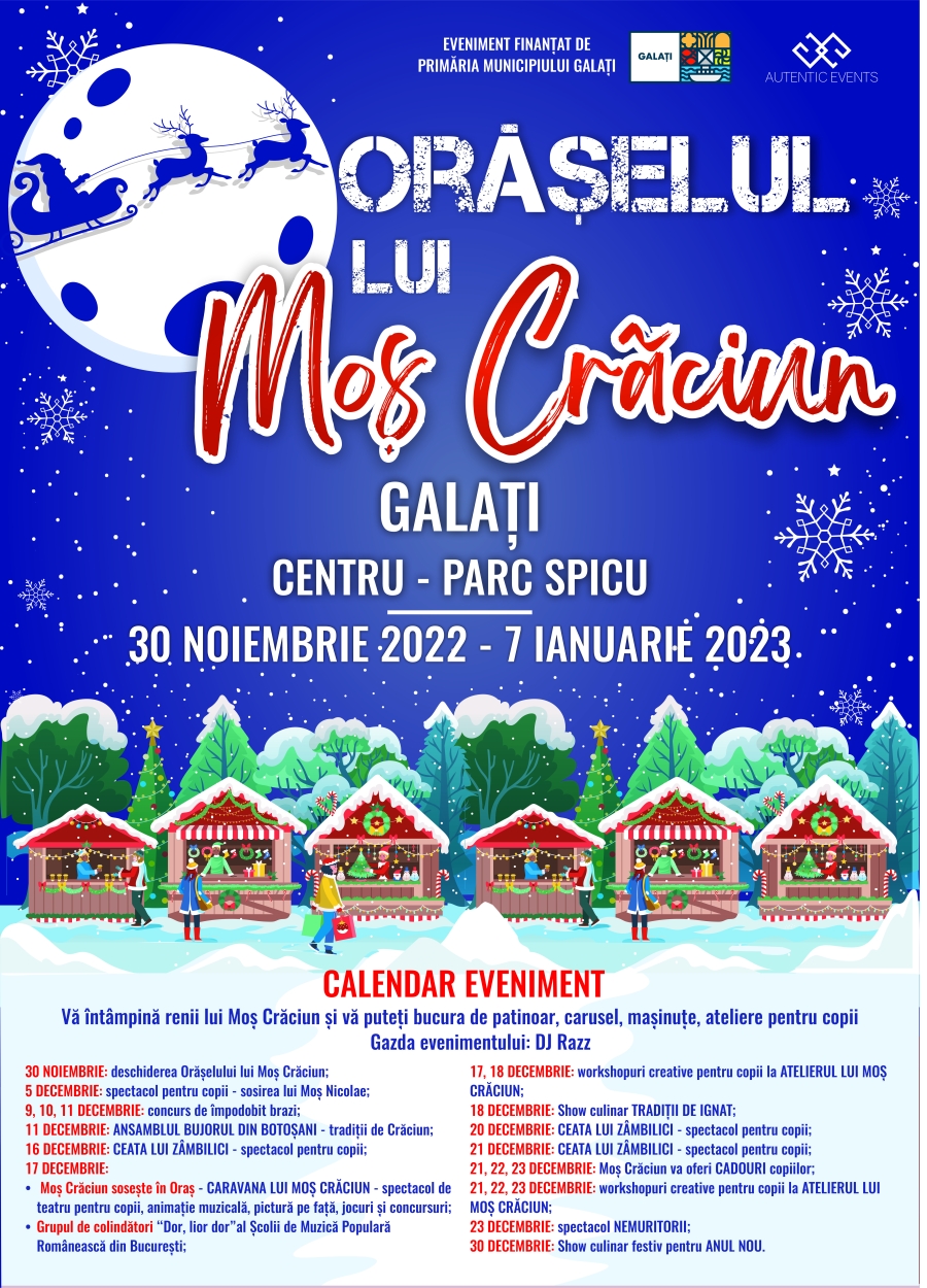 Centrul municipiului Galaţi devine „Orăşelul lui Moş Crăciun” (PROGRAM)