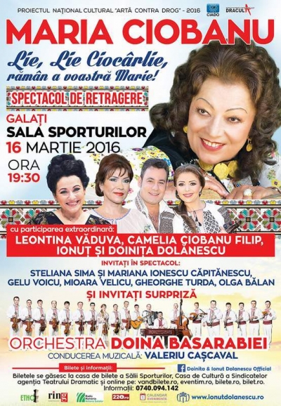 Maria Ciobanu, spectacol de retragere la Galaţi