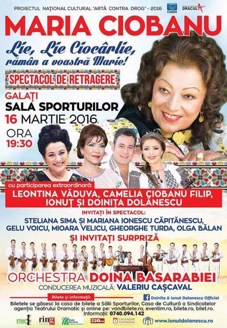 Maria Ciobanu, spectacol de retragere la Galaţi