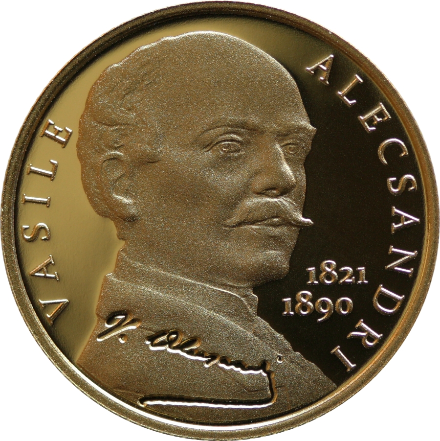 BNR lansează o monedă din aur cu tema 200 de ani de la naşterea lui Vasile Alecsandri (FOTO)