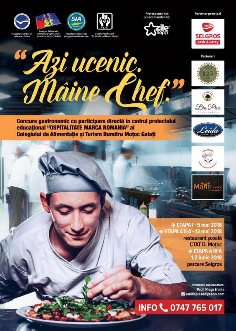 Elevii gălăţenii pot fi "Azi ucenic, Mâine Chef!"