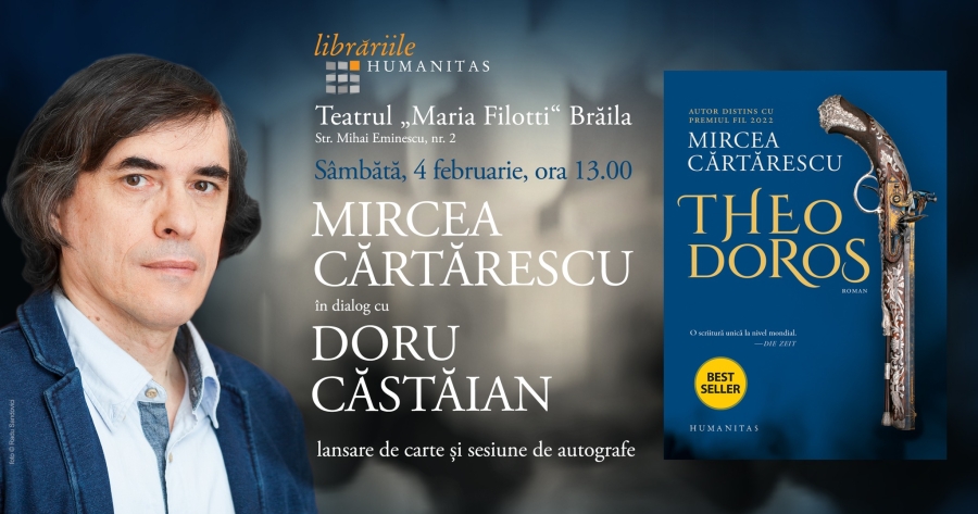 Mircea Cărtăreascu îşi lansează romanul "Theodoros", la Galaţi şi Brăila