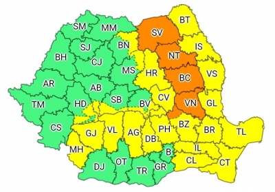 Județul Galați, sub COD GALBEN de ploi torențiale până la ora 23.00