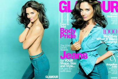 Katie Holmes a pozat topless în revista Glamour