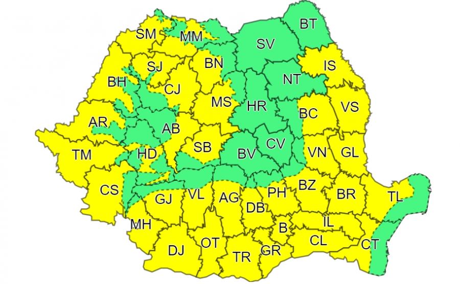 COD GALBEN de caniculă în aproape toată ţara