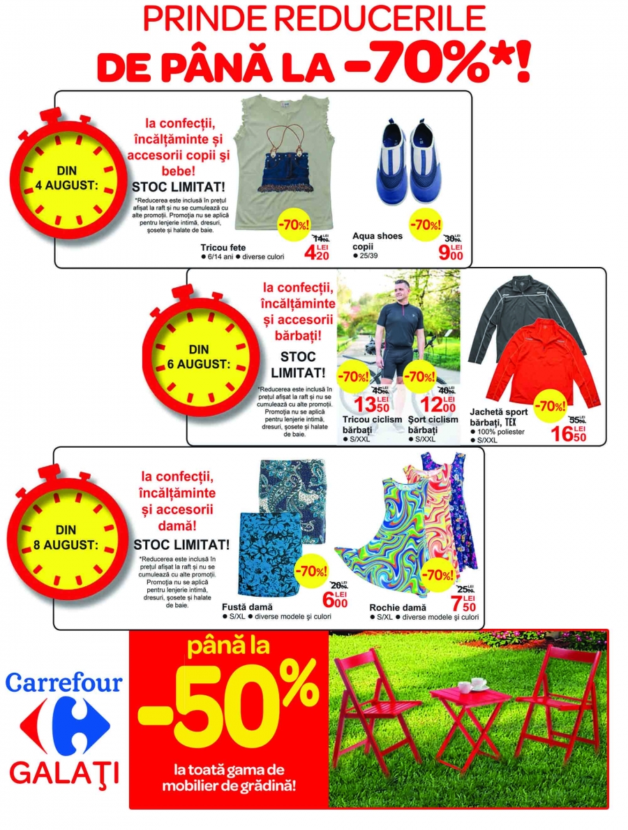 Carrefour Galați: Hăinuţe pentru întreaga familie cu reduceri de până la -70%