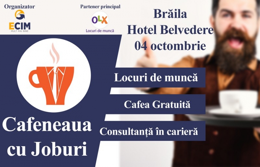 Un altfel de târg de locuri de muncă: Cafeneaua cu Joburi ajunge pe 4 octombrie la Brăila