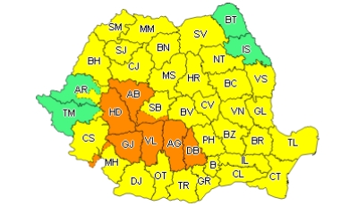 COD GALBEN de ploi torențiale în județul Galați