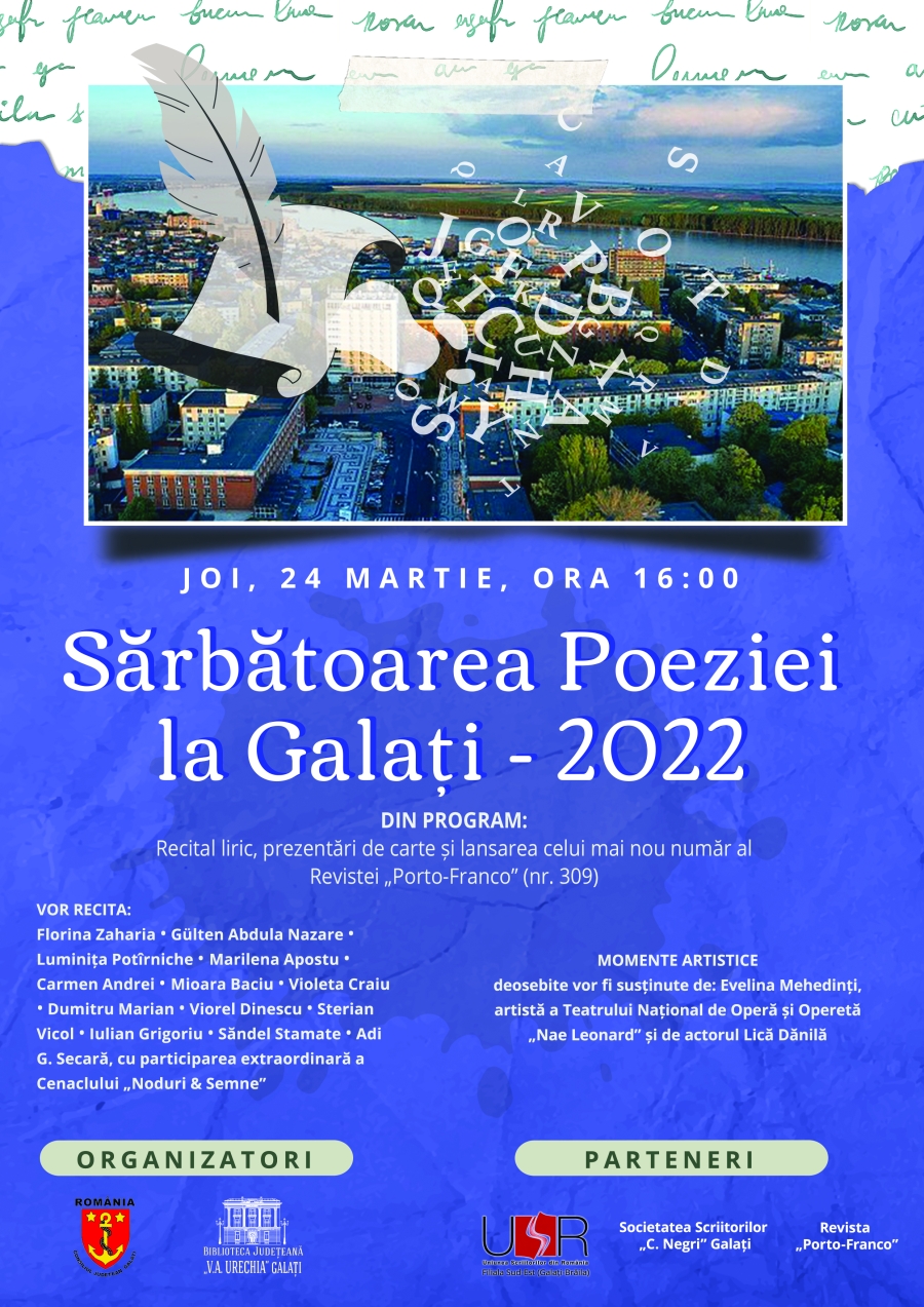 Poezia, sărbătorită la Biblioteca Judeţeană „V.A. Urechia” Galaţi