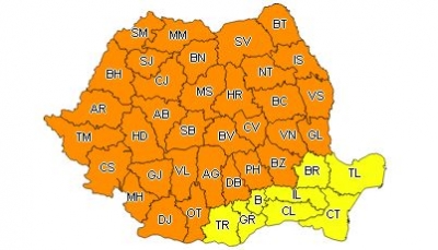 Judeţul Galaţi intră sub COD PORTOCALIU de averse torenţiale, vijelii şi grindină