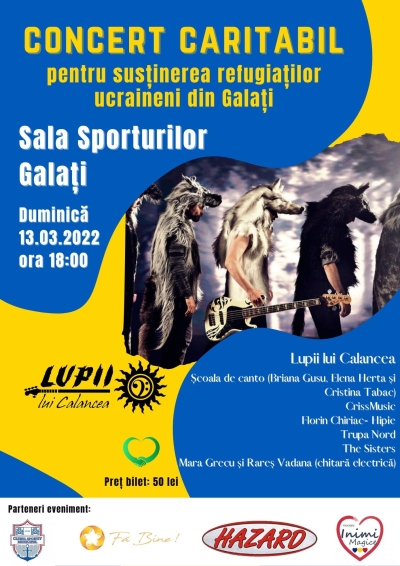 Concert caritabil pentru refugiaţii ucraineni la Sala Sporturilor Galaţi