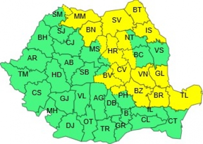 O nouă atenţionare meteorologică COD GALBEN pentru Galaţi