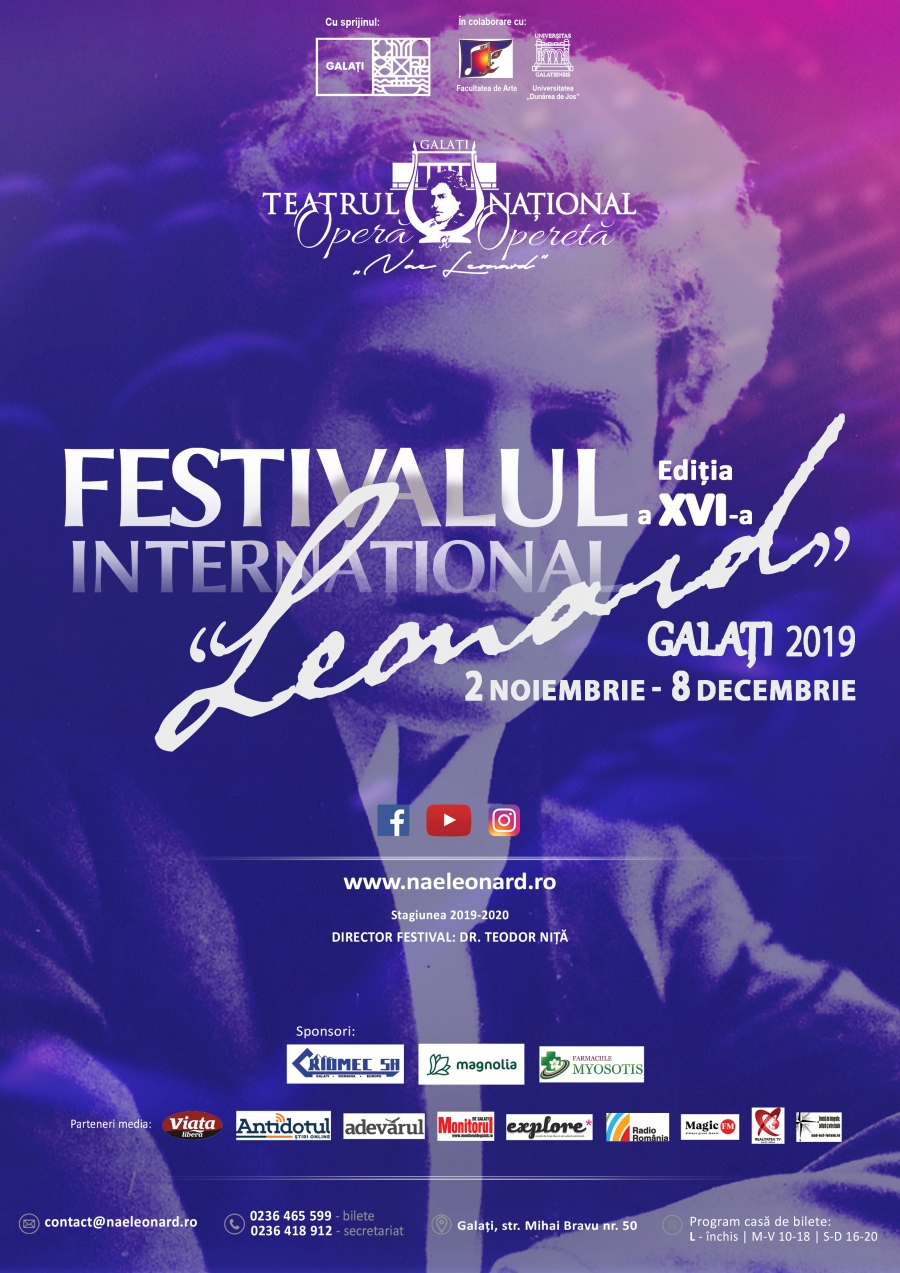 Începe Festivalul Internaţional "Leonard" 2019: 5 săptămâni, cu 12 seri de evenimente artistice la Galaţi (PROGRAM)