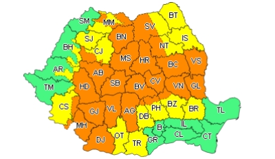 COD PORTOCALIU de ploi abundente la Galați