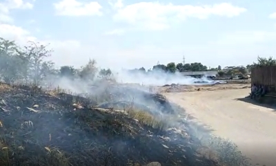 Incendiu de vegetaţie pe Calea Prutului (VIDEO)