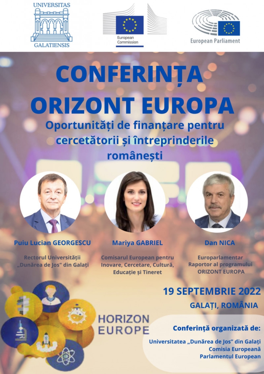 Universitatea „Dunărea de Jos” din Galați gazda Conferinței „ORIZONT EUROPA – Oportunități de finanțare pentru cercetătorii și întreprinderile românești”