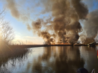 Val de incendii de vegetație palustră la Sulina