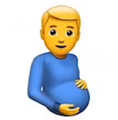 Emoticonul "bărbat însărcinat", din primăvară, pe telefoane