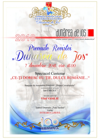 Ce premii se vor acorda la Gala Premiilor Revistei "Dunărea de Jos" 2018