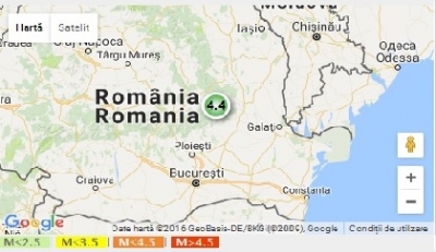 Seism de 4,4 grade produs astăzi în Vrancea