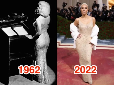 FOTO: Kim Kardashian, acuzată că a deteriorat o rochie a actriţei Marilyn Monroe la Gala Met 2022