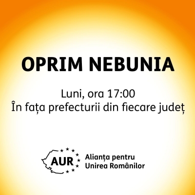 AUR anunţă proteste în faţa prefecturilor din toată ţara