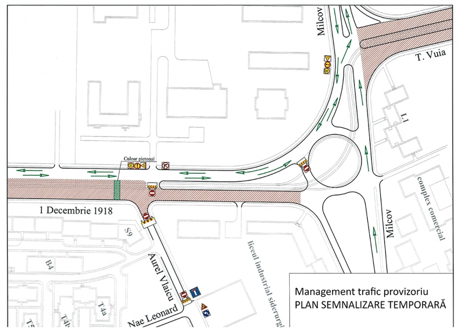 Modernizarea străzii 1 Decembrie 1918: Traficul rutier se închide în intersecţia cu str. Aurel Vlaicu