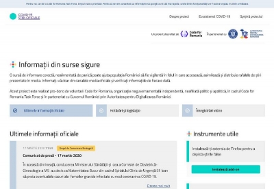 A fost lansată platforma online COVID-19 Ştiri Oficiale (stirioficiale.ro)