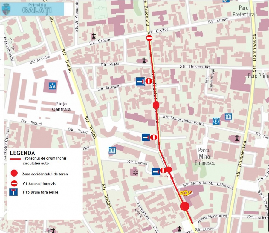 Trafic închis pe strada Nicolae Bălcescu