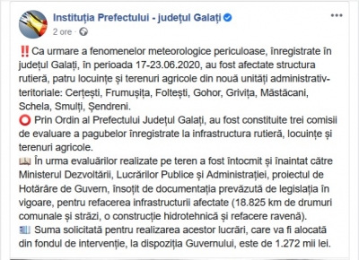 Prefectura Galați, cerere record absolut către Guvernul Orban