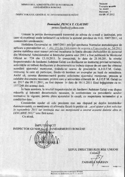 Un fost jandarm s-a ales cu plângere penală pentru că s-a angajat în timp ce aştepta ajutorul de la Jandarmeria Română