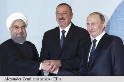 Liderii din Rusia, Iran şi Azerbaidjan vorbesc despre o rezistenţă "exhaustivă" în faţa terorismului