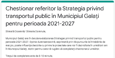 20 de întrebări de la Primăria Galaţi despre transportul în comun