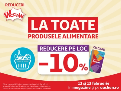 Reduceri Wooww la Auchan în acest weekend: -10% la TOATE produsele alimentare