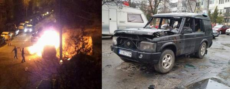 Maşină de teren incendiată