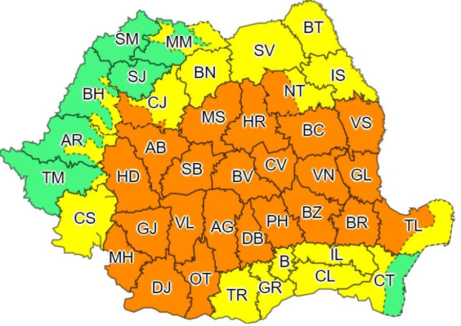 COD PORTOCALIU de vijelii în 15 judeţe