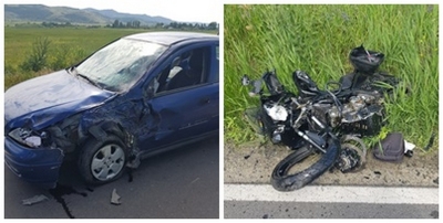 Tulcea: Impact între o motocicletă şi o maşină, pe DN22 D