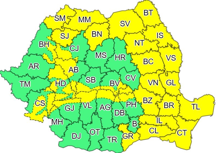 COD GALBEN de instabilitate atmosferică pentru jumătate de ţară