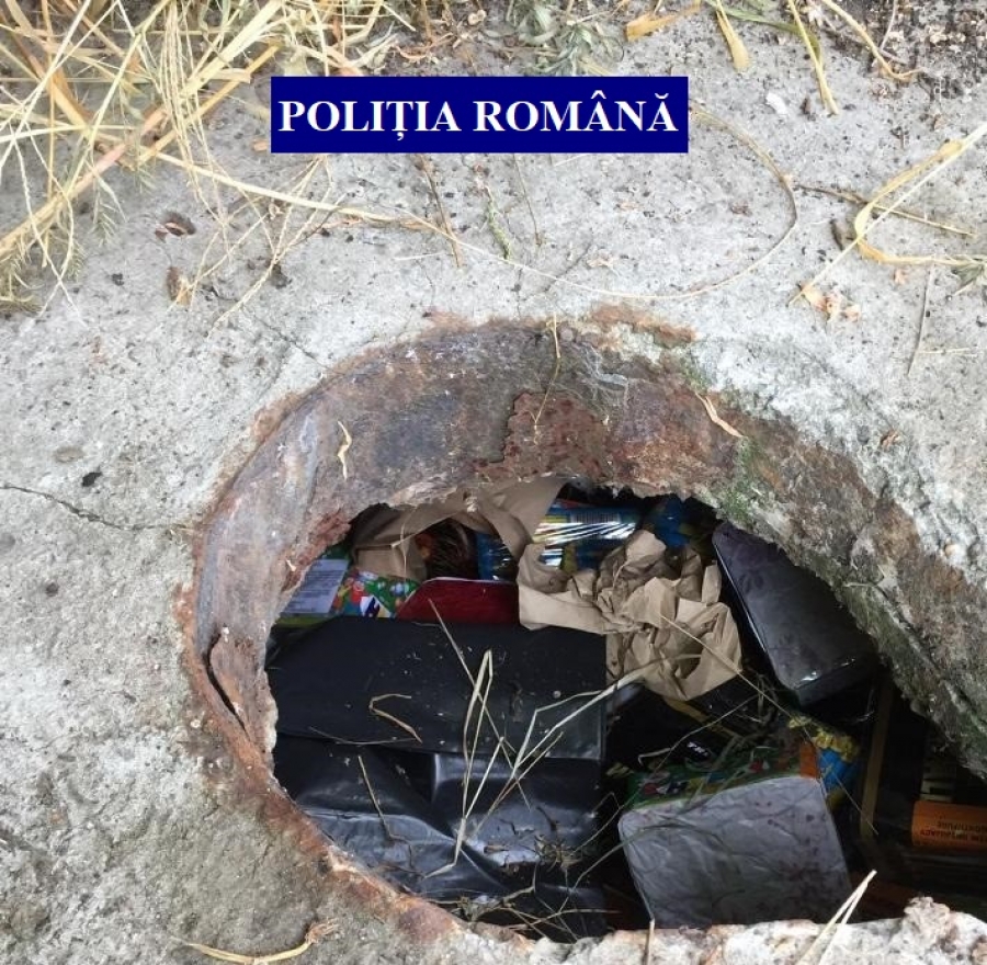 4.500 kg de articole pirotehnice îngropate în beton, descoperite la Brăila (FOTO/VIDEO)