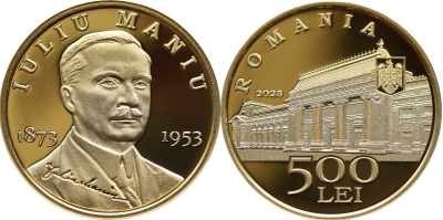 Monedă aniversară din aur dedicată memoriei lui Iuliu Maniu lansată de BNR