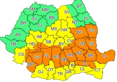 CODURI PORTOCALII de vijelii puternice timp de două zile