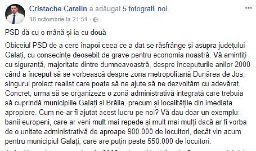 Deputatul PMP Cătălin Cristache se face de râs pe facebook