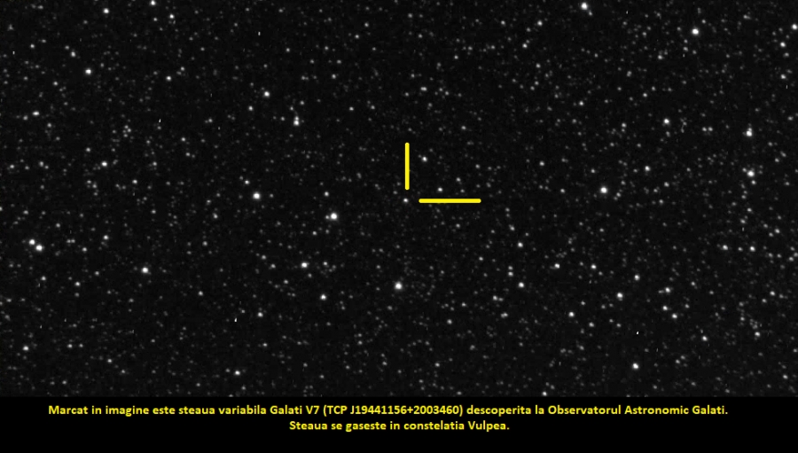 Stea variabilă lung periodică de tip Mira, descoperită în premieră naţională la Observatorul Astronomic din Galaţi