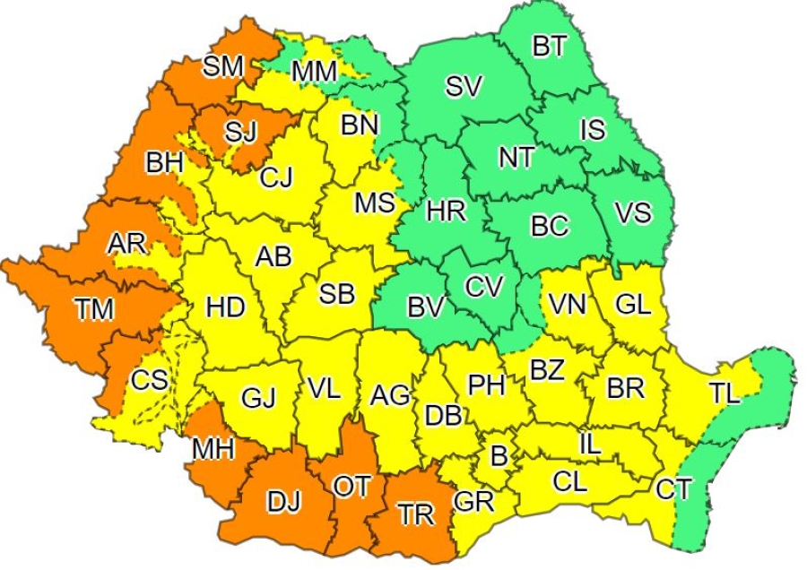 România se topeşte: Cod GALBEN şi PORTOCALIU de caniculă