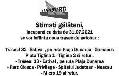 Transurb: Trasee speciale pentru Plaja Dunărea