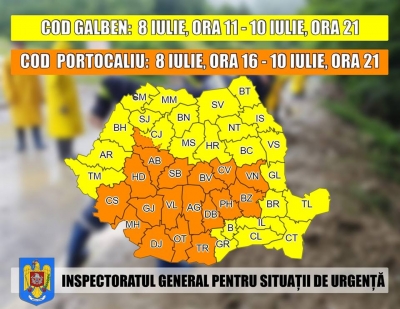 Galaţiul a intrat sub COD GALBEN de furtuni puternice până marţi