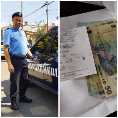 Un jandarm brăilean a găsit 2.000 lei la un bancomat şi a predat banii la poliţie