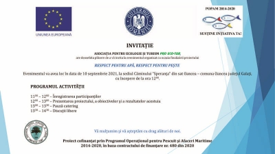 INVITAȚIE ASOCIAȚIA PENTRU ECOLOGIE ȘI TURISM PRO ECO-TUR (10.09.2021)
