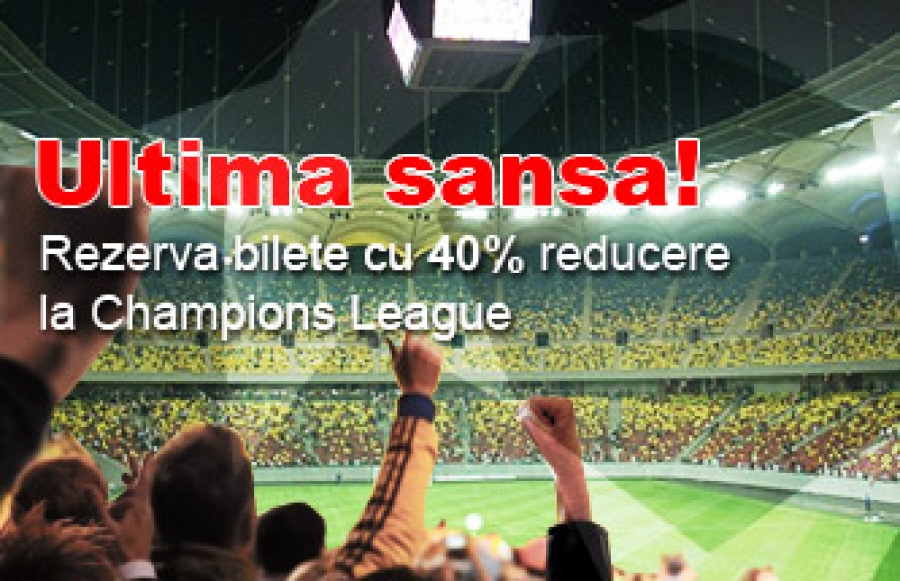 Mai ai 2 zile in care iti poti rezerva bilete la meciurile Otelului in Champions League cu 40% reducere.