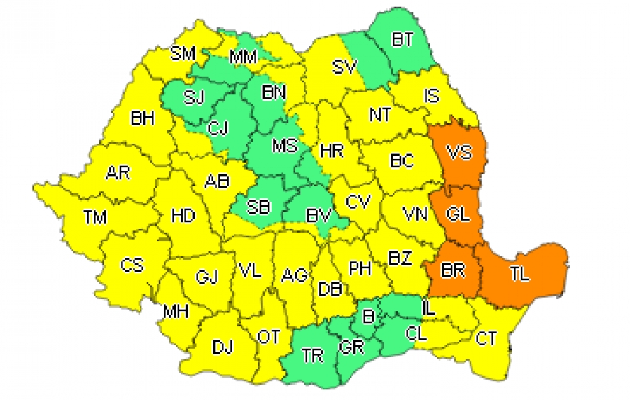 Galaţiul, din nou sub avertizare de COD PORTOCALIU de ploi torenţiale